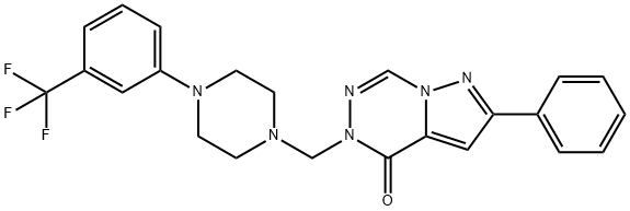 8-phenyl-4-[[4-[3-(trifluoromethyl)phenyl]piperazin-1-yl]methyl]-1,3,4 ,9-tetrazabicyclo[4.3.0]nona-2,6,8-trien-5-one 结构式