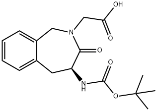 (S)-4-[(叔丁氧羰基)氨基]-1,3,4,5-四氢-3-氧代-2H-2-苯并氮杂卓-2-乙酸 结构式