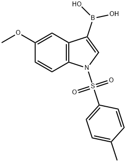 (5-甲氧基-1-甲苯磺酰-1H-吲哚-3-基)硼酸 结构式