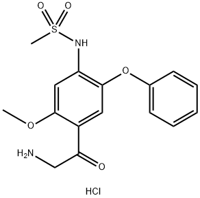 2-氨基-1-(2-甲氧基-4-甲磺酰胺基-5-苯氧基苯基)乙酮盐酸盐 结构式
