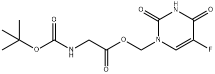 1-(N-tert-Butyloxycarbonyl)glycyloxymethyl-5-fluorouracil 结构式