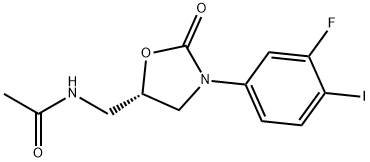 (S)-N-[3-(3-氟-4-碘-苯基)-2-氧代-唑烷-5-甲基]-乙酰氨 结构式