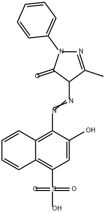 4-[[(4,5-Dihydro-3-methyl-5-oxo-1-phenyl-1H-pyrazol)-4-yl]azo]-3-hydroxy-1-naphthalenesulfonic acid 结构式