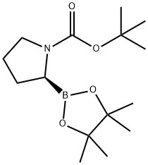 叔丁基(S)-2-(4,4,5,5-四甲基-1,3,2-二氧硼杂环戊烷-2-基)吡咯啉-1-羧酸 结构式