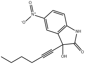 3-(1-Hexynyl)-3-hydroxy-5-nitro-2-indolinone 结构式