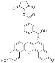 1-[[[3,11-二羟基-3'-氧代螺[7H-二苯并[C,H]吨-7,1'(3'H)-异苯并呋喃]-5'(或者6')-基]羰基]氧基]-2,5-吡咯烷二酮 结构式