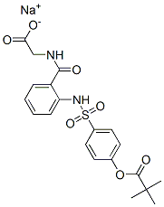 N-[2-[[[4-(2,2-二甲基-1-氧代丙氧基)苯基]磺酰]氨基]苯甲酰]-(S)-甘氨酸单钠盐 结构式