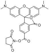 5(6)-羧基四甲基罗丹明琥珀酰亚胺酯 结构式