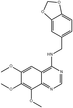 4-((3,4-(methylenedioxy)benzyl)amino)-6,7,8-trimethoxyquinazoline 结构式