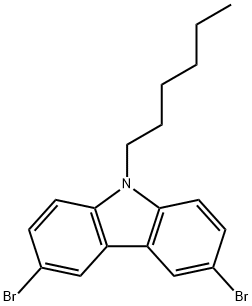 3,6-二溴-9-己基-9H-咔唑 结构式