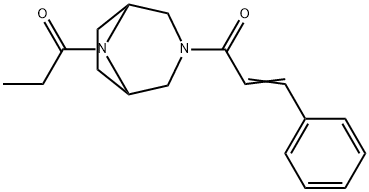 3-(3-Phenylacryloyl)-8-propionyl-3,8-diazabicyclo[3.2.1]octane 结构式