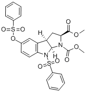 DIMETHYL-(2S, 3AR, 8AS)-8-PHENYLSULFONYL-5-PHENYLSULFONYLOXY-1,2,3,3A,8A-HEXAHYDROPYRROLO[2,3]INDOL-1,2-DICARBOXYLATE 结构式