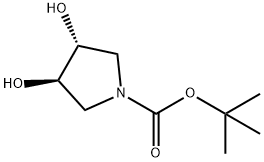 (3R,4R)-1-(叔丁氧羰基)-3,4-二羟基吡咯烷 结构式
