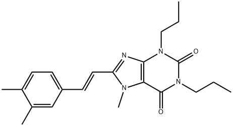 (E)-8-(3,4-Dimethylstyryl)-7-methyl-1,3-dipropylxanthine 结构式