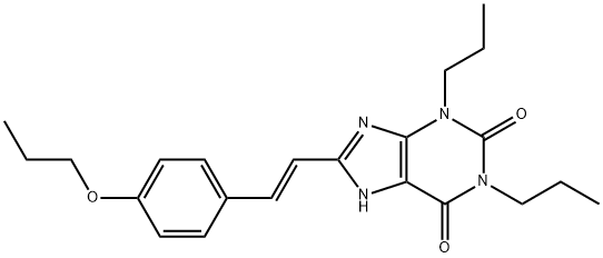 (E)-1,3-Dipropyl-8-(2-(4-propoxyphenyl)ethenyl)-3,7-dihydro-1H-purine- 2,6-dione 结构式