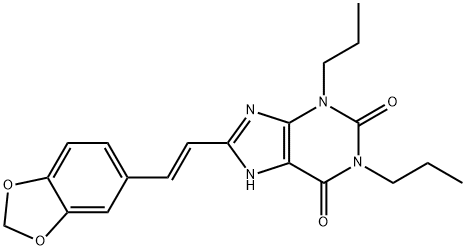 (E)-8-(3,4-Methylenedioxystyryl)-1,3-dipropylxanthine hydrate 结构式