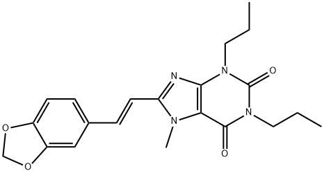 (E)-7-Methyl-8-(3,4-methylenedioxystyryl)-1,3-dipropylxanthine 结构式