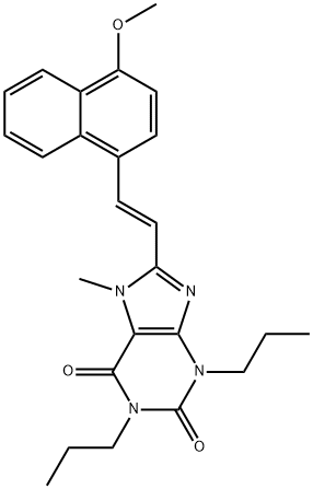 (E)-8-(2-(4-Methoxynaphthyl)vinyl)-7-methyl-1,3-dipropylxanthine 结构式