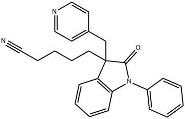 2,3-dihydro-2-oxo 1-phenyl-3-(4-pyridinylmethyl)-1H-indole-3-pentanenitrile 结构式