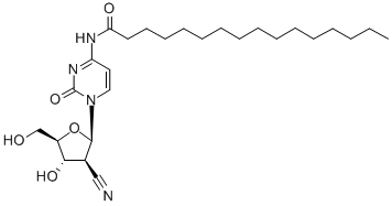 N-[1-[(2R,3S,4S,5R)-3-氰基-4-羟基-5-(羟甲基)氧杂环戊-2-基]-2-氧代嘧啶-4-基]十六酰胺 结构式