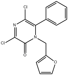 1-furfuryl-3,5-dichloro-6-phenylpyrazinone 结构式