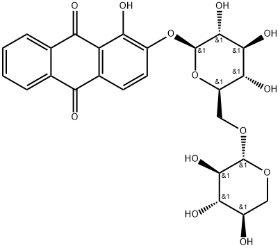 1-hydroxy-2-[(6-O-beta-D-xylopyranosyl-beta-D-glucopyranosyl)oxy]anthraquinone  结构式