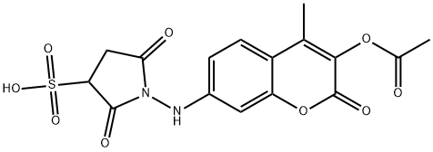 sulfosuccinimidyl 7-amino-4-methylcoumarin-3-acetate 结构式