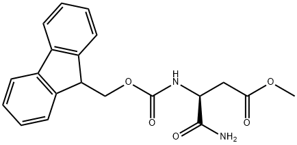 (S)-3-(9H-芴-9-基甲氧基羰基氨基)琥珀酰氨酸甲酯 结构式