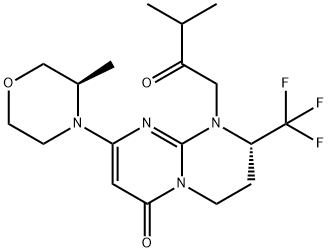 (S)-1-(3-methyl-2-oxobutyl)-8-((R)-3-methylmorpholino)-2-(trifluoromethyl)-3,4-dihydro-1H-pyrimido[1,2-a]pyrimidin-6(2H)-one 结构式