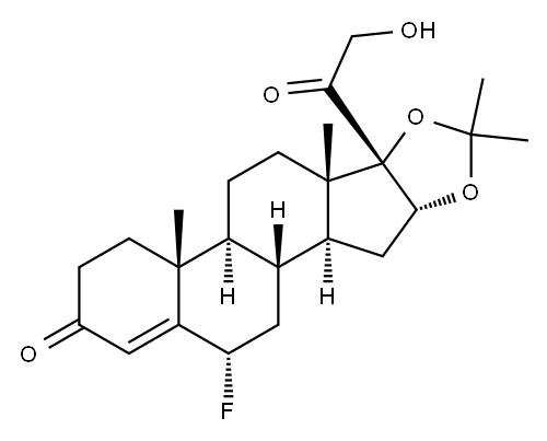 6-alpha-fluoro-21-hydroxy-16-alpha,17-alpha-isopropylidenedioxypregn-4-ene-3,20-dione 结构式