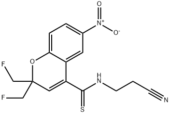 N-(2-Cyanoethyl)-2,2-bisfluoromethyl-6-nitro-2H-1-benzopyran-4-carboth ioamide 结构式