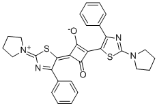 1,3-Bis(2-pyrrolidino-4-phenyl-1,3-thiazol-5-yl)-2-oxo-cyclobutenylium-4-olate 结构式