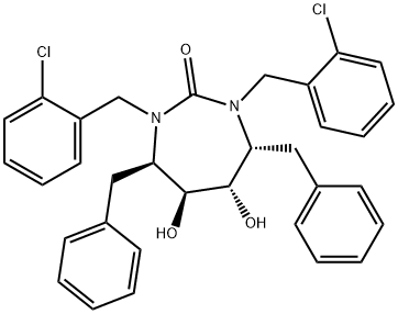 2H-1,3-Diazepin-2-one, 1,3-bis[(2-chlorophenyl)methyl]hexahydro-5,6-di hydroxy-4,7-bis(phenylmethyl)-, (4R,5S,6S,7R)- 结构式
