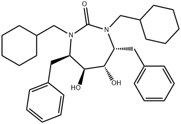 (4R,5S,6S,7R)-4,7-dibenzyl-1,3-bis(cyclohexylmethyl)-5,6-dihydroxy-1,3 -diazepan-2-one 结构式