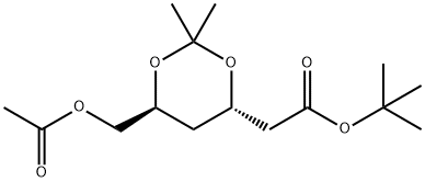 (4R-cis)-6-[(乙酰氧基)甲基]-2,2-二甲基-1,3-二氧六环-4-乙酸叔丁酯 结构式