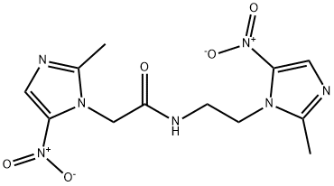 2-[2-methyl-3-[2-(2-methyl-5-nitro-imidazol-1-yl)ethyl]-5-nitro-2H-imi dazol-1-yl]acetamide 结构式