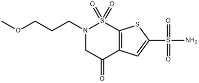 3,4-二氢-2-(3-甲氧基丙基)-4-氧代-2H-噻吩并[3,2-E]-1,2-噻嗪-6-磺酰胺 1,1-二氧化物 结构式