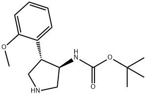 (3S,4R)-4-(2-甲氧基苯基)吡咯烷-3-基氨基甲酸叔丁酯 结构式