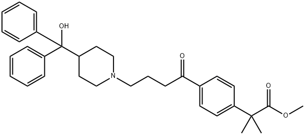 2-[4-[4-[4-(羟基二苯甲基)-1-哌啶基]-1-氧代丁基]苯基]-2,2-二甲基乙酸甲酯 结构式