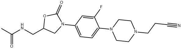N-[[3-[4-[4-(2-氰基乙基)-1-哌嗪基]-3-氟苯基]-2-氧代-5-恶唑烷基]甲基]乙酰胺 结构式
