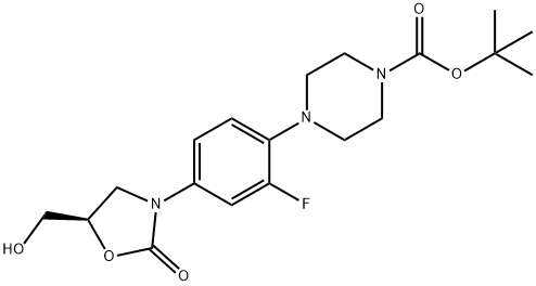 (R)-tert-butyl 4-(2-fluoro-4-(5-(hydroxyMethyl)-2-oxooxazolidin-3-yl)phenyl)piperazine-1-carboxylate 结构式