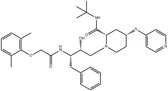 (2S,4R)-1-[(2R,3S)-3-[[2-(2,6-dimethylphenoxy)acetyl]amino]-2-hydroxy- 4-phenyl-butyl]-4-pyridin-4-ylsulfanyl-N-tert-butyl-piperidine-2-carbo xamide 结构式