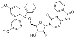 N-[1-[5-O-[二(4-甲氧基苯基)苯甲基]-2-脱氧-2-氟-BETA-D-阿拉伯呋喃糖基]-1,2-二氢-2-氧代-4-嘧啶基]苯甲酰胺 结构式