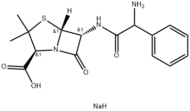 4-Thia-1-azabicyclo[3.2.0]heptane-2-carboxylic acid, 6-(2-amino-2-phenylacetamido)-3,3-dimethyl-7-oxo-, monosodium salt (8CI) 结构式