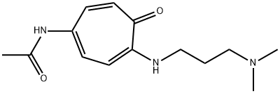 N-[4-[[3-(Dimethylamino)propyl]amino]-5-oxo-1,3,6-cycloheptatrien-1-yl]acetamide 结构式