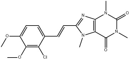 1H-Purine-2,6-dione, 3,7-dihydro-8-(2-(2-chloro-3,4-dimethoxyphenyl)et henyl)-1,3,7-trimethyl-,(E)- 结构式