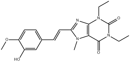 1H-Purine-2,6-dione, 3,7-dihydro-1,3-diethyl-8-(2-(3-hydroxy-4-methoxy phenyl)ethenyl)-7-methyl-, (E)-