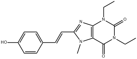 1H-Purine-2,6-dione, 3,7-dihydro-1,3-diethyl-8-(2-(4-hydroxyphenyl)eth enyl)-7-methyl-, (E)- 结构式