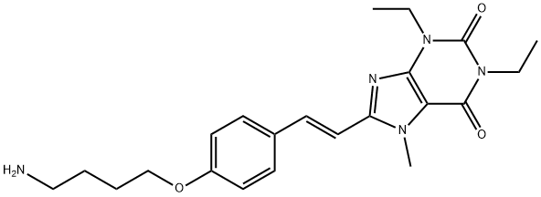 1H-Purine-2,6-dione, 3,7-dihydro-8-(2-(4-(4-aminobutoxy)phenyl)ethenyl )-1,3-diethyl-7-methyl-,(E)- 结构式