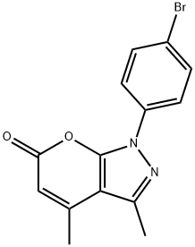 1-(4-Bromophenyl)-3,4-dimethylpyrano[2,3-c]pyrazol-6(1H)-one 结构式